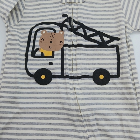 Gerber Construction Bear Sleep and Play One Piece Pajama Striped Footie … - Picture 2 of 6